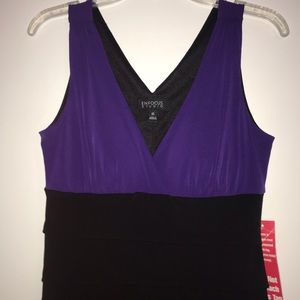 Stretchy Purple & Black Fitted Pullover Dress